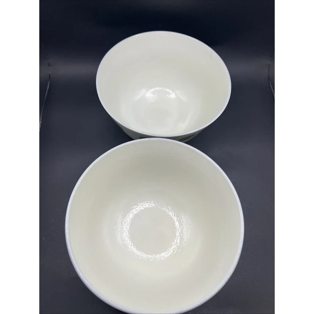 2pc Set World Market Ceramic Noodle Bowl Polka Dot Blue & Green